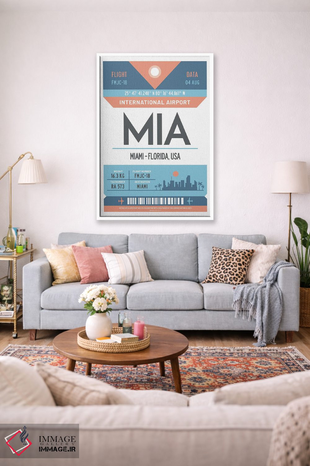 تابلو مدرن پوستر سفر با برچسب فرودگاه میامی فلوریدا اثر اولا هوپ تراول پوسترز - D1W