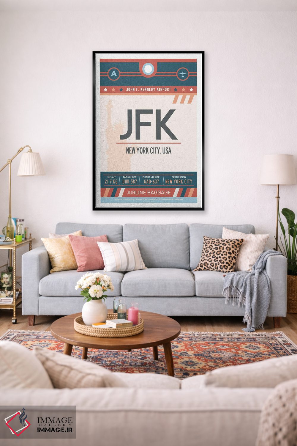تابلو مدرن پوستر سفر با برچسب فرودگاه نیویورک اثر اولا هوپ تراول پوسترز - D1B