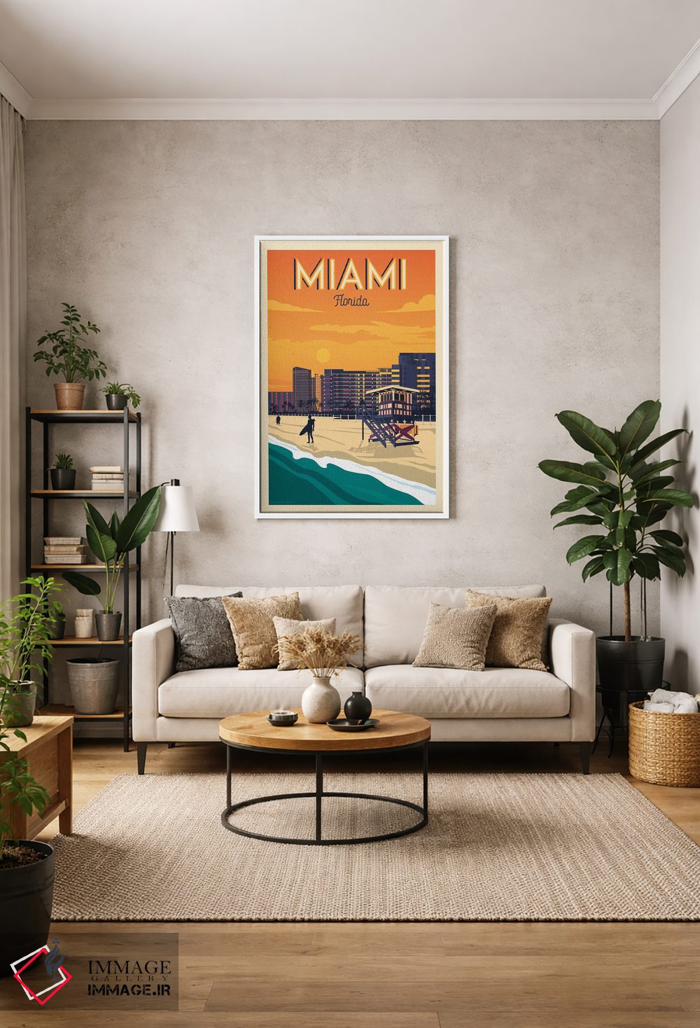 تابلو مدرن پوستر سفر میامی فلوریدا اثر اولا هوپ تراول پوسترز - D1W