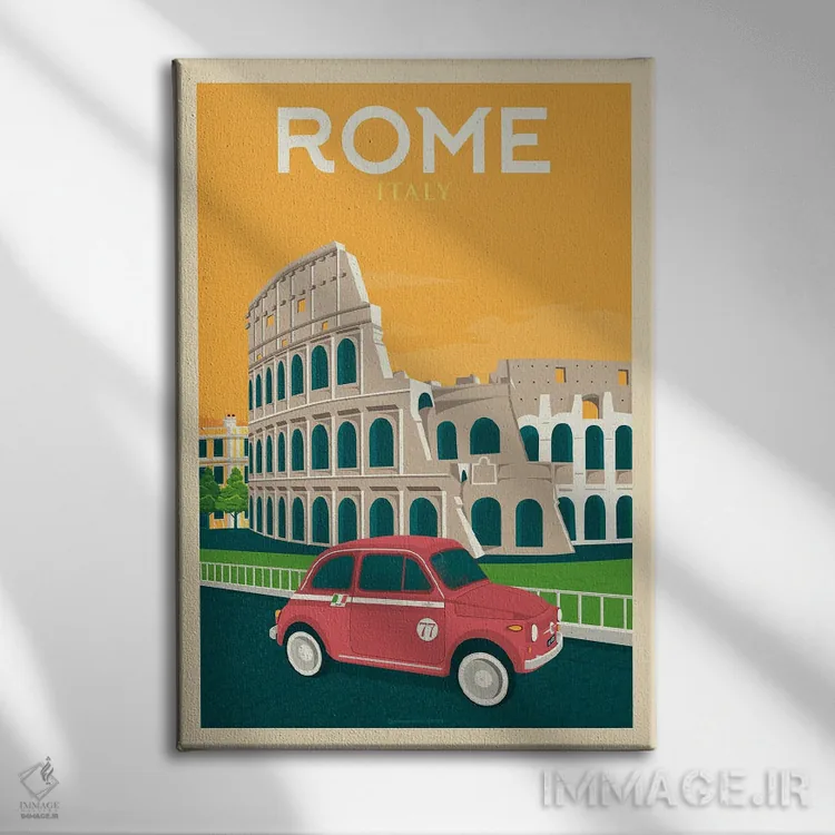 تابلو مدرن پوستر سفر رم ایتالیا اثر اولا هوپ تراول پوسترز - نمای روبهرو روی دیوار