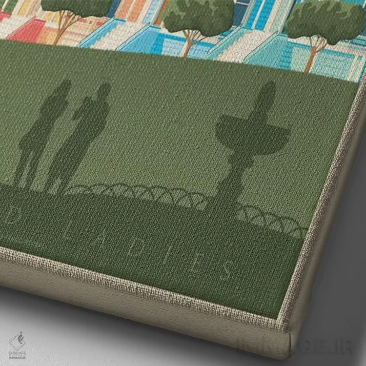 تابلو مدرن پوستر سفر به خانه های رنگی سان فرانسیسکو اثر اولا هوپ تراول پوسترز - نمای نزدیک بافت بوم