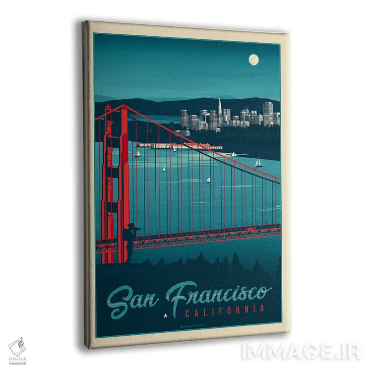 تابلو مدرن پوستر سفر سان فرانسیسکو کالیفرنیا اثر اولا هوپ تراول پوسترز - نمای پرسپکتیو محصول