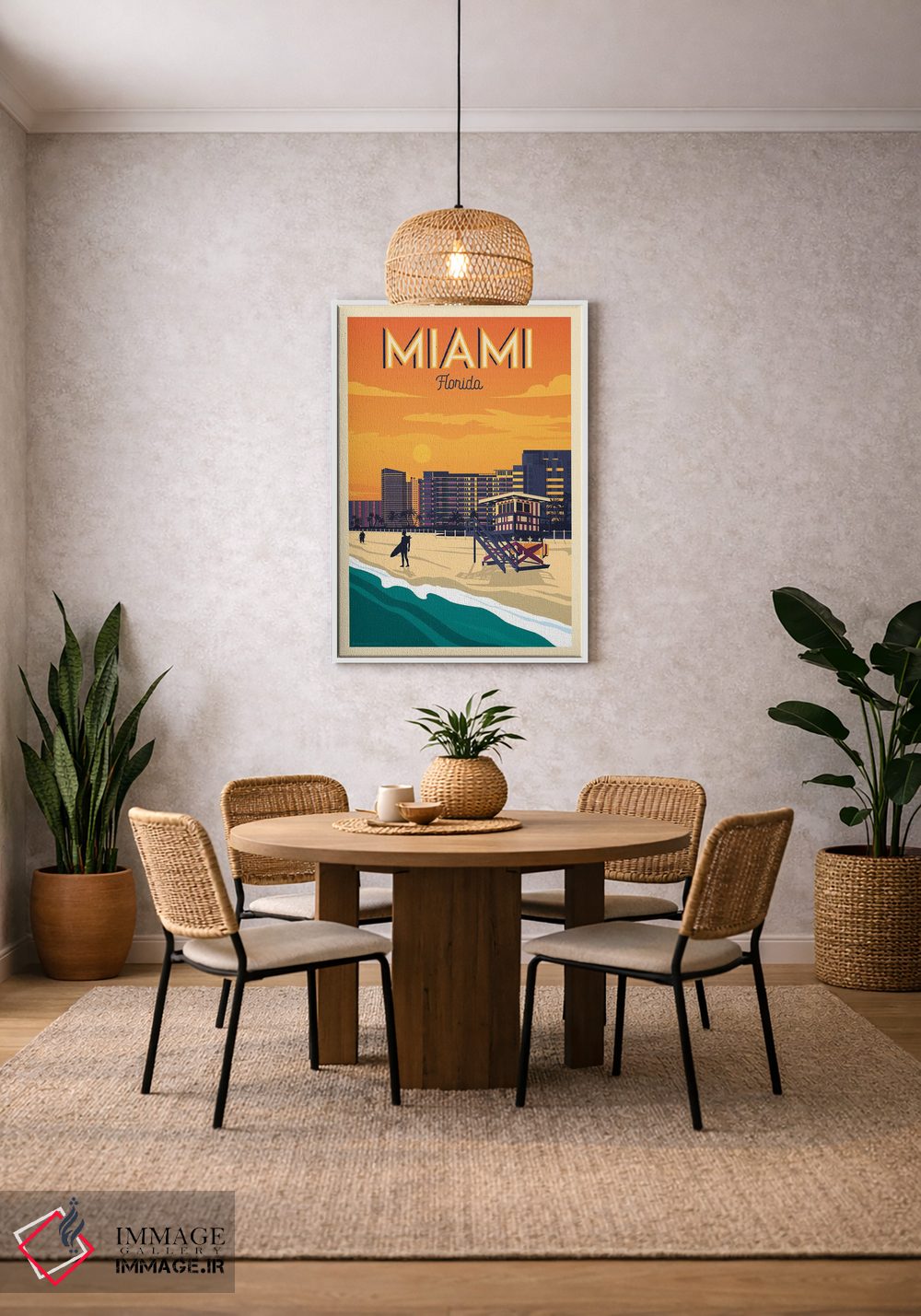 تابلو مدرن پوستر سفر میامی فلوریدا اثر اولا هوپ تراول پوسترز - D3W