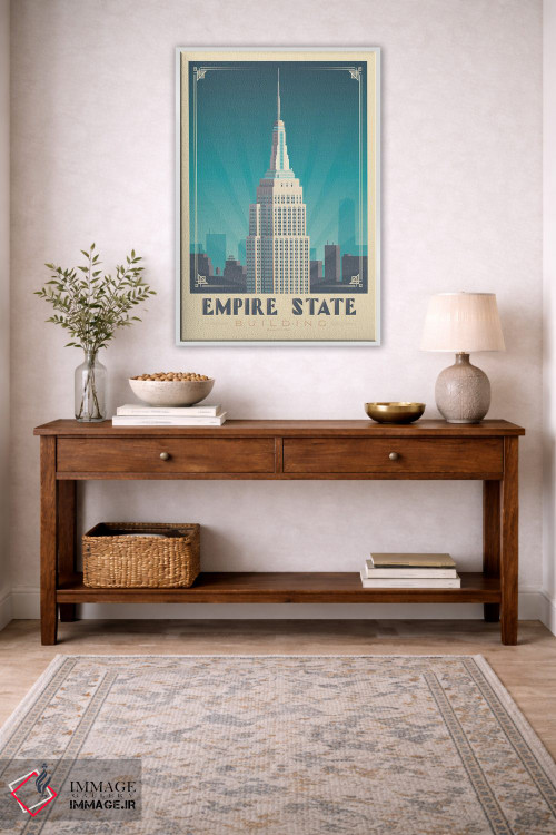 تابلو مدرن پوستر سفر به ساختمان امپایر استیت نیویورک اثر اولا هوپ تراول پوسترز - D2W