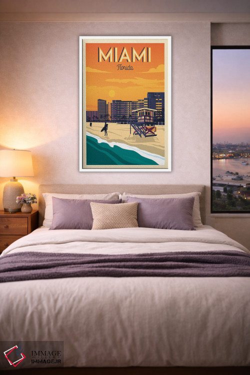 تابلو مدرن پوستر سفر میامی فلوریدا اثر اولا هوپ تراول پوسترز - D4W