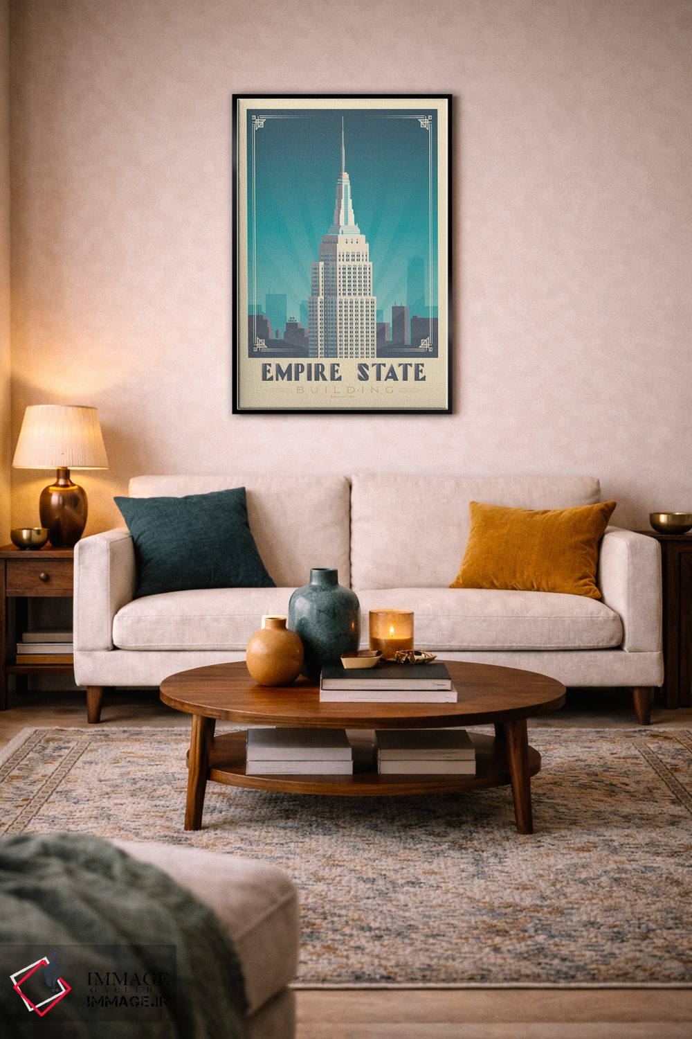 تابلو مدرن پوستر سفر به ساختمان امپایر استیت نیویورک اثر اولا هوپ تراول پوسترز - D3B