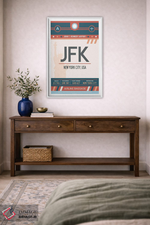 تابلو مدرن پوستر سفر با برچسب فرودگاه نیویورک اثر اولا هوپ تراول پوسترز - D4W
