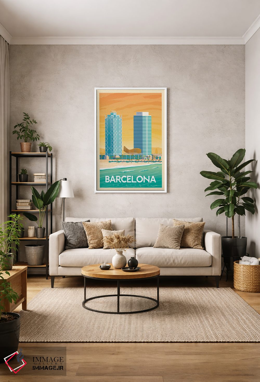 تابلو مدرن پوستر سفر بارسلونا اسپانیا اثر اولا هوپ تراول پوسترز - D1W