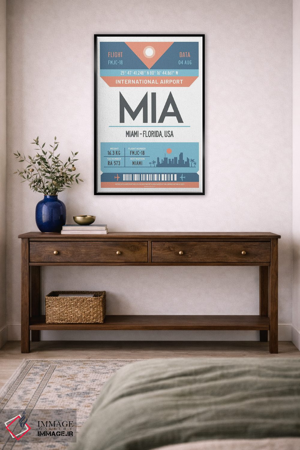 تابلو مدرن پوستر سفر با برچسب فرودگاه میامی فلوریدا اثر اولا هوپ تراول پوسترز - D5B
