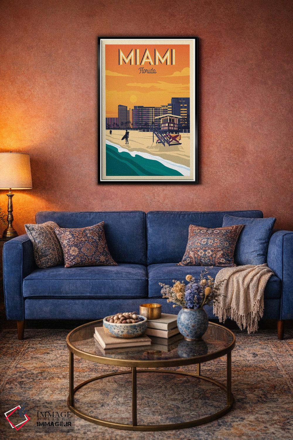 تابلو مدرن پوستر سفر میامی فلوریدا اثر اولا هوپ تراول پوسترز - D5B