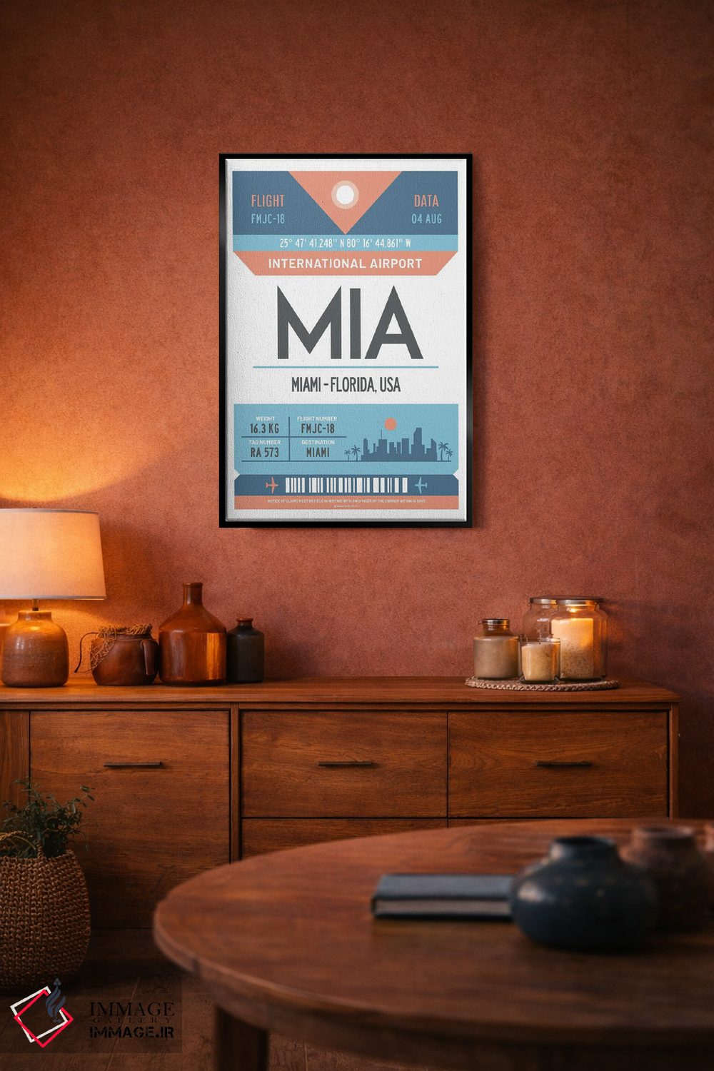 تابلو مدرن پوستر سفر با برچسب فرودگاه میامی فلوریدا اثر اولا هوپ تراول پوسترز - D6B