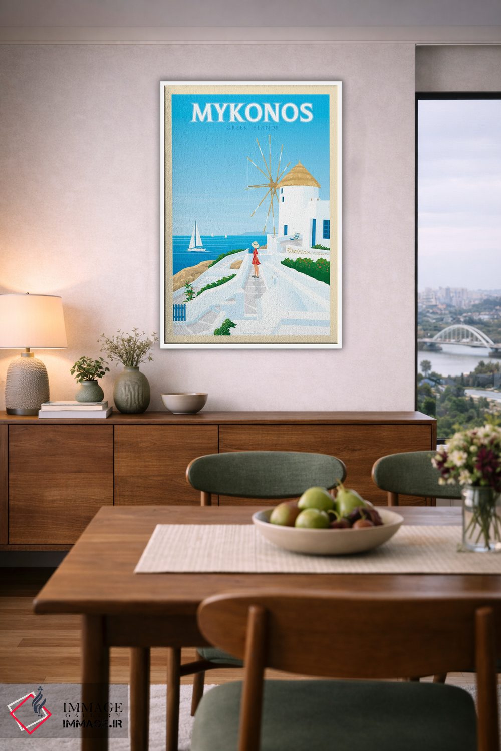 تابلو مدرن پوستر سفر میکونوس یونان اثر اولا هوپ تراول پوسترز - D6W