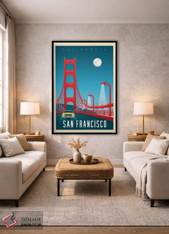 تابلو مدرن پوستر سفر به پل گلدن گیت سان فرانسیسکو اثر اولا هوپ تراول پوسترز - D1B