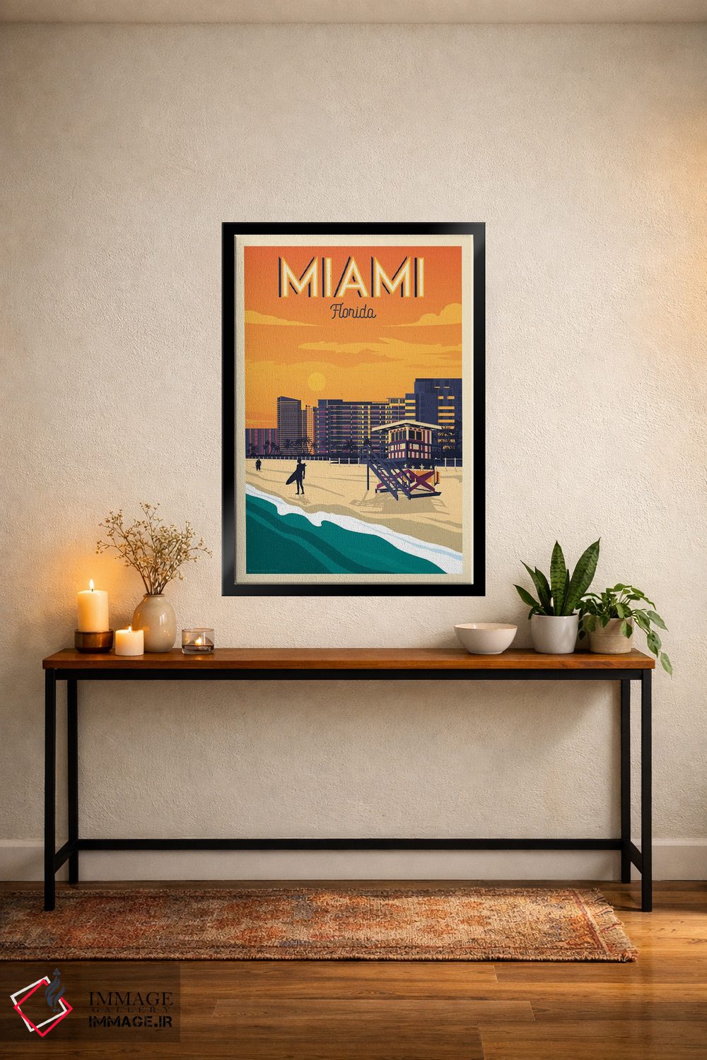 تابلو مدرن پوستر سفر میامی فلوریدا اثر اولا هوپ تراول پوسترز - D6B
