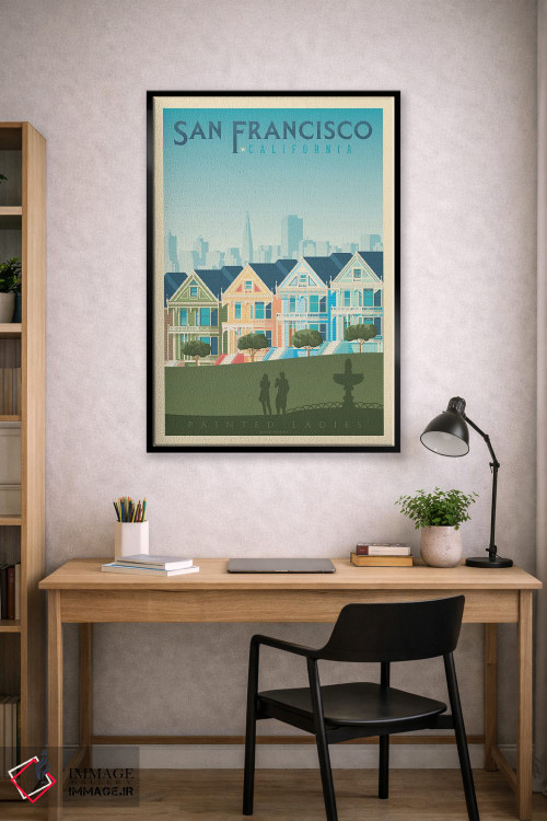 تابلو مدرن پوستر سفر به خانه های رنگی سان فرانسیسکو اثر اولا هوپ تراول پوسترز - D1B