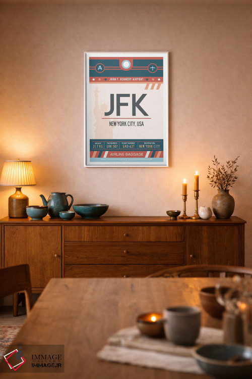 تابلو مدرن پوستر سفر با برچسب فرودگاه نیویورک اثر اولا هوپ تراول پوسترز - D6W