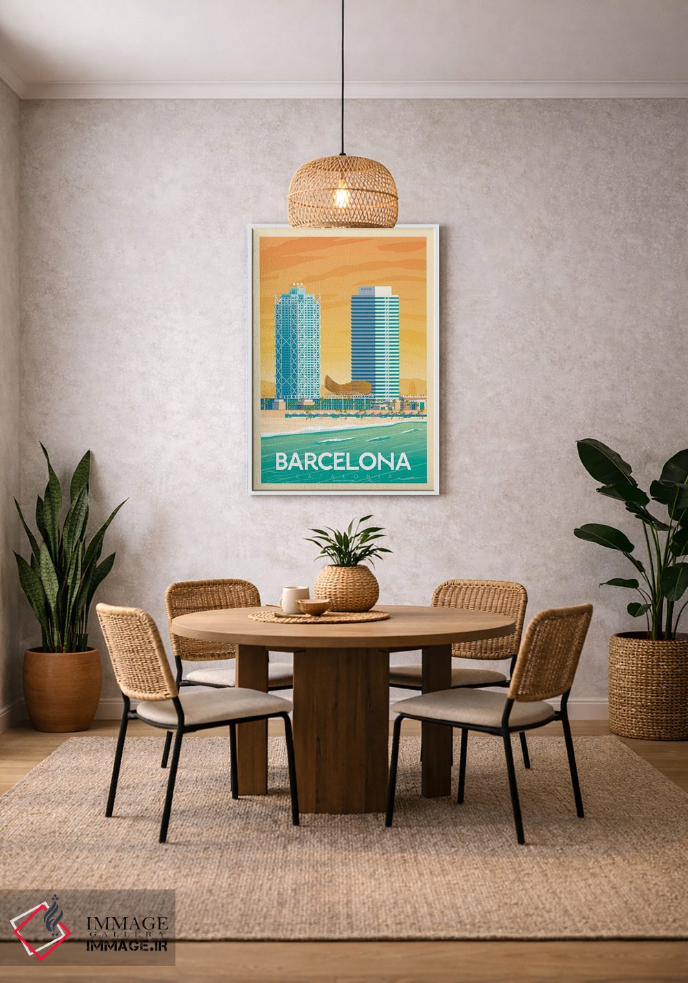 تابلو مدرن پوستر سفر بارسلونا اسپانیا اثر اولا هوپ تراول پوسترز - D3W