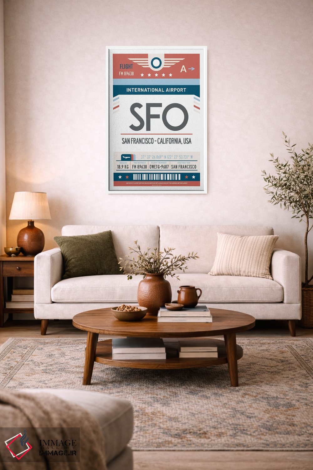 تابلو مدرن پوستر سفر با برچسب فرودگاه سان فرانسیسکو اثر اولا هوپ تراول پوسترز - D2W