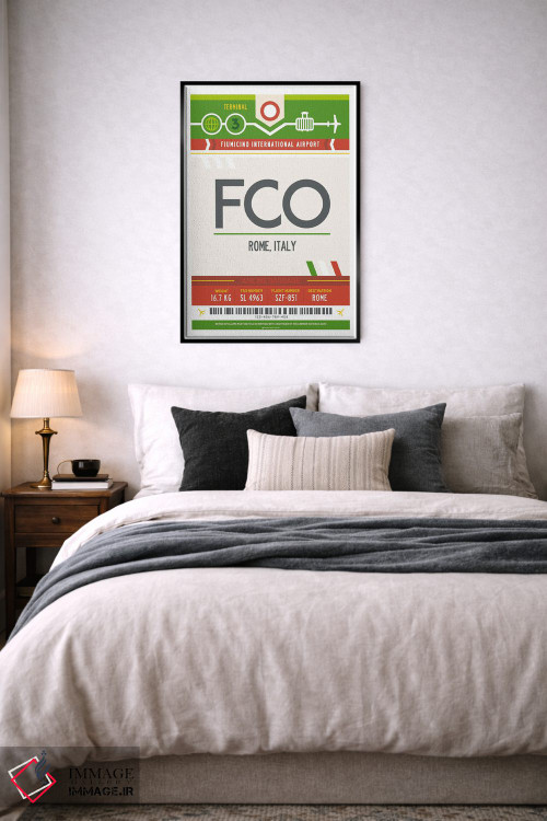 تابلو مدرن پوستر سفر با برچسب فرودگاه رم اثر اولا هوپ تراول پوسترز - D5B
