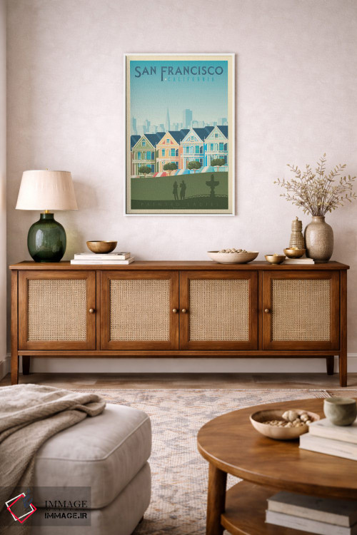 تابلو مدرن پوستر سفر به خانه های رنگی سان فرانسیسکو اثر اولا هوپ تراول پوسترز - D3W