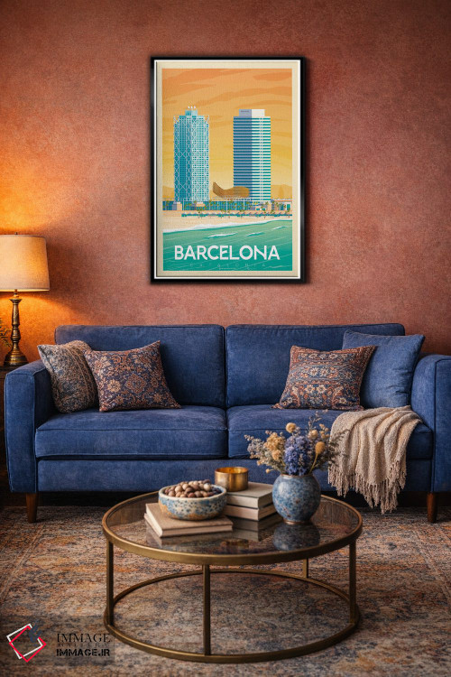 تابلو مدرن پوستر سفر بارسلونا اسپانیا اثر اولا هوپ تراول پوسترز - D4B