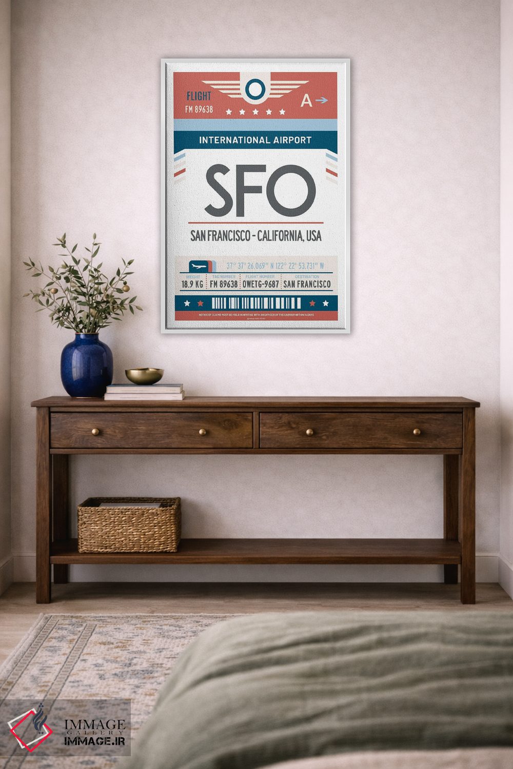 تابلو مدرن پوستر سفر با برچسب فرودگاه سان فرانسیسکو اثر اولا هوپ تراول پوسترز - D3W