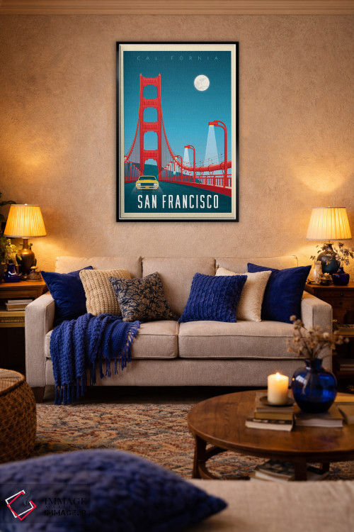 تابلو مدرن پوستر سفر به پل گلدن گیت سان فرانسیسکو اثر اولا هوپ تراول پوسترز - D4B