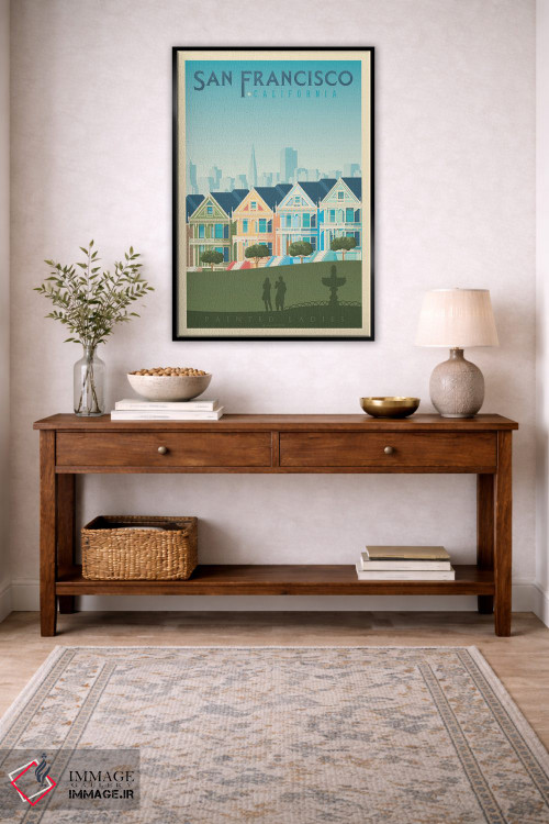 تابلو مدرن پوستر سفر به خانه های رنگی سان فرانسیسکو اثر اولا هوپ تراول پوسترز - D5B