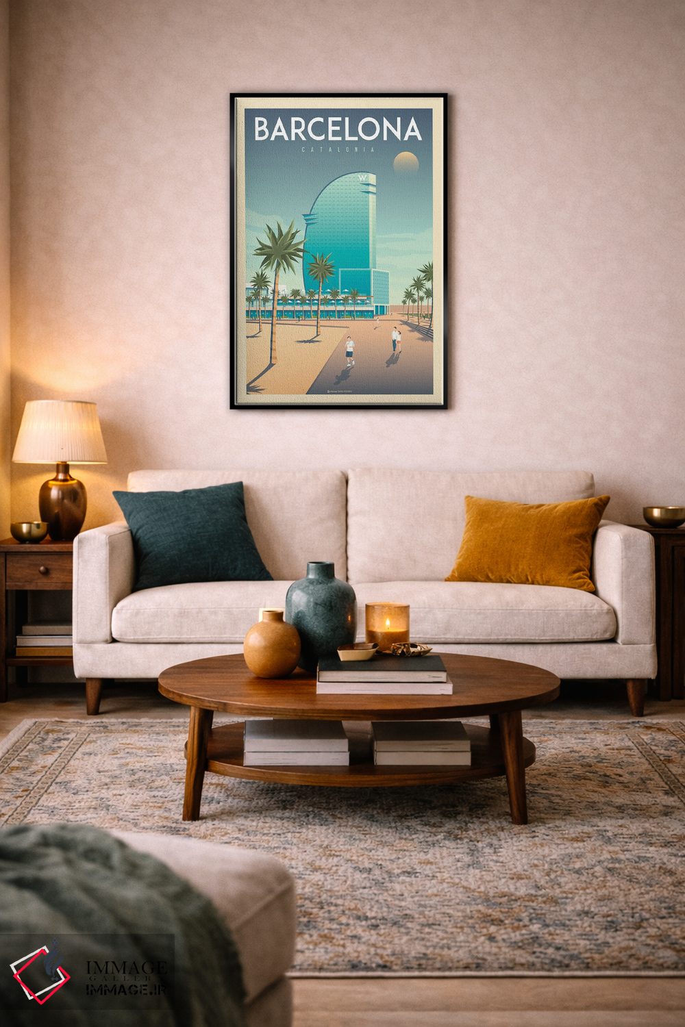 تابلو مدرن پوستر سفر به هتل W بارسلونا اسپانیا اثر اولا هوپ تراول پوسترز - D6B