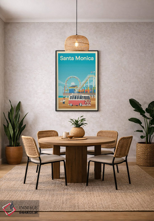 تابلو مدرن پوستر سفر سانتا مونیکا کالیفرنیا اثر اولا هوپ تراول پوسترز - D4B