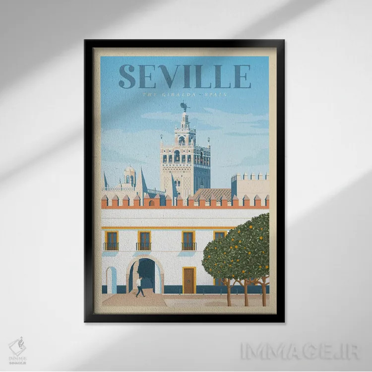 تابلو مدرن پوستر سفر سویل آندلسیا اثر اولا هوپ تراول پوسترز - نمای قابدار مشکی