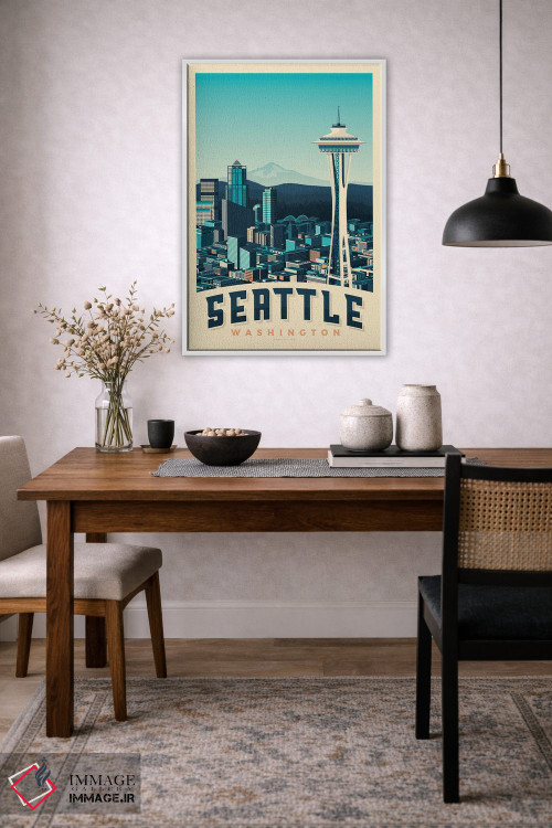 تابلو مدرن پوستر سفر به برج اسپیس نیدل سیاتل اثر اولا هوپ تراول پوسترز - D2W