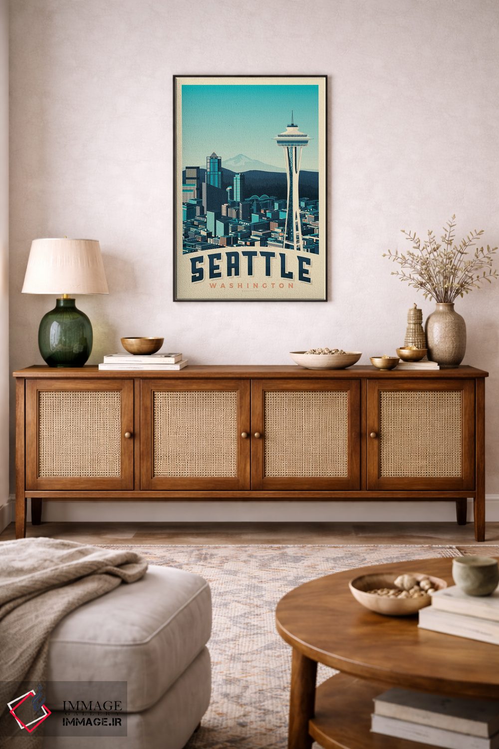 تابلو مدرن پوستر سفر به برج اسپیس نیدل سیاتل اثر اولا هوپ تراول پوسترز - D4B