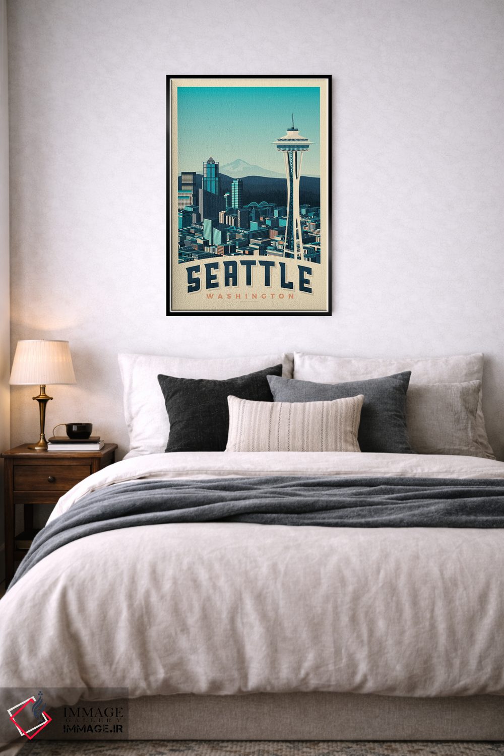 تابلو مدرن پوستر سفر به برج اسپیس نیدل سیاتل اثر اولا هوپ تراول پوسترز - D6B