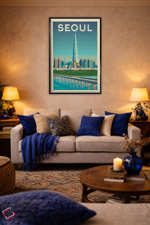تابلو مدرن پوستر سفر سئول کره جنوبی اثر اولا هوپ تراول پوسترز - D4B