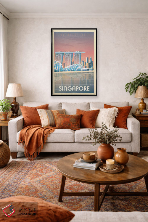 تابلو مدرن پوستر سفر به مارینا بی سندز سنگاپور اثر اولا هوپ تراول پوسترز - D3B