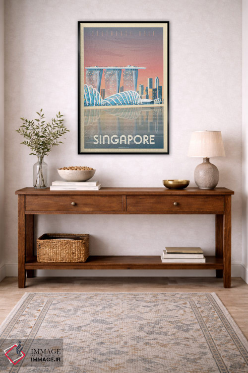 تابلو مدرن پوستر سفر به مارینا بی سندز سنگاپور اثر اولا هوپ تراول پوسترز - D5B