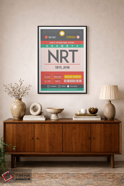 تابلو مدرن پوستر سفر با برچسب فرودگاه توکیو ژاپن اثر اولا هوپ تراول پوسترز - D1B
