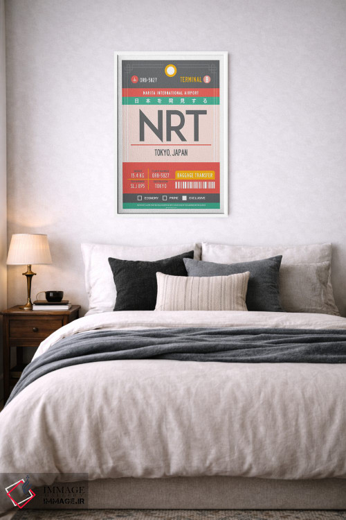 تابلو مدرن پوستر سفر با برچسب فرودگاه توکیو ژاپن اثر اولا هوپ تراول پوسترز - D5W