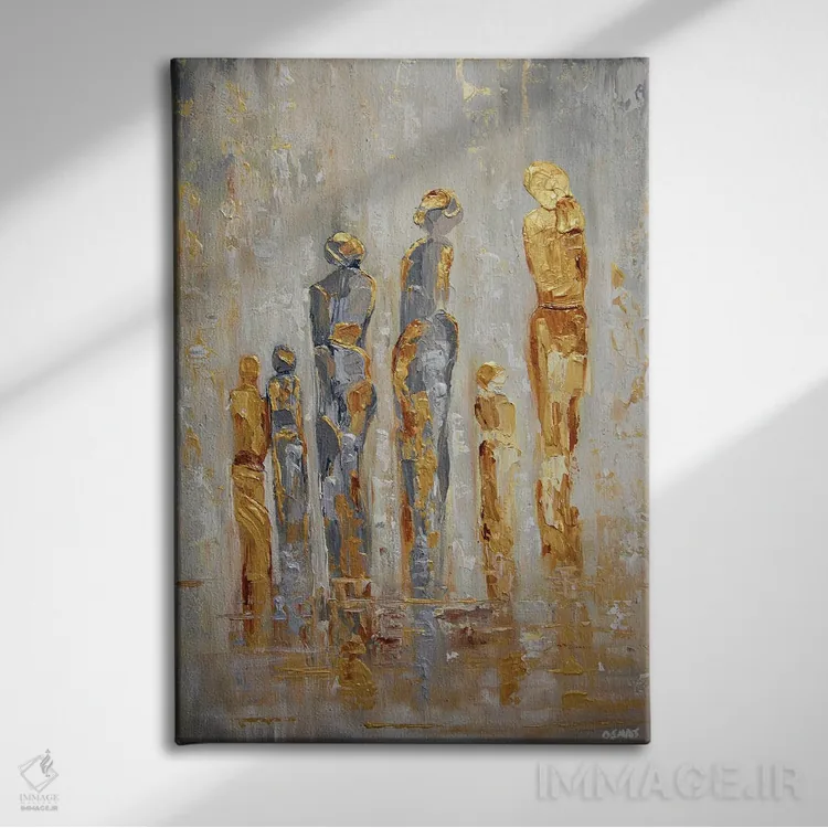 تابلو انتزاعی خانواده اثر اوسنات تزدک - نمای روبهرو روی دیوار