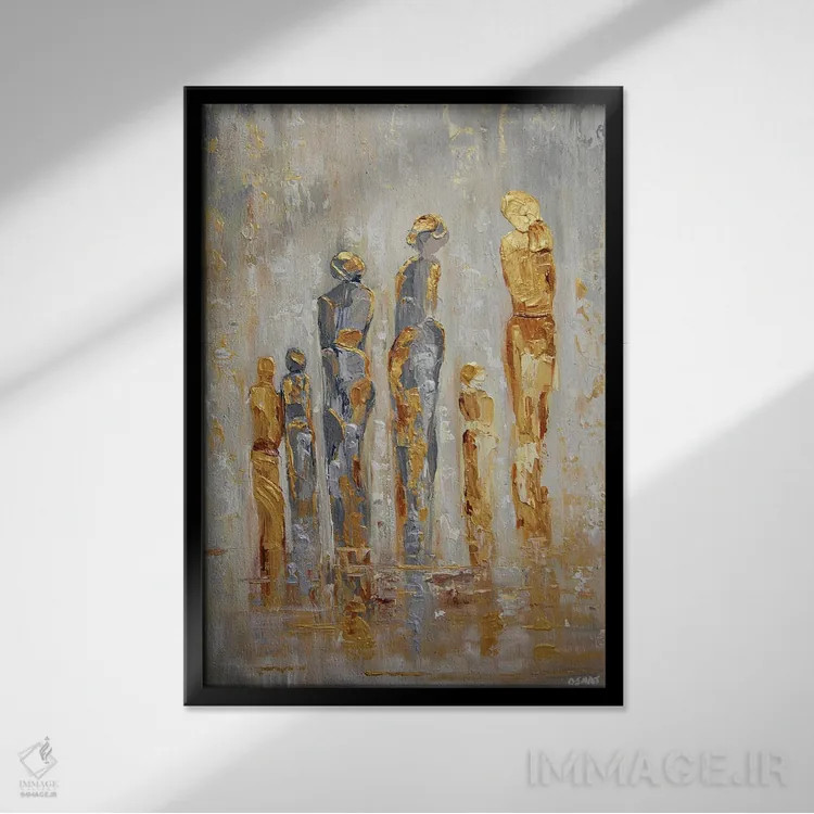 تابلو انتزاعی خانواده اثر اوسنات تزدک - نمای قابدار مشکی