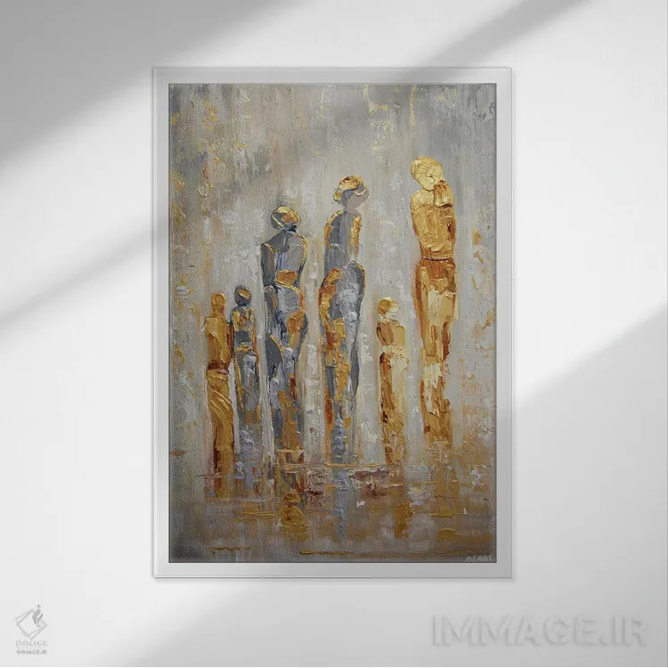 تابلو انتزاعی خانواده اثر اوسنات تزدک - نمای قابدار سفید