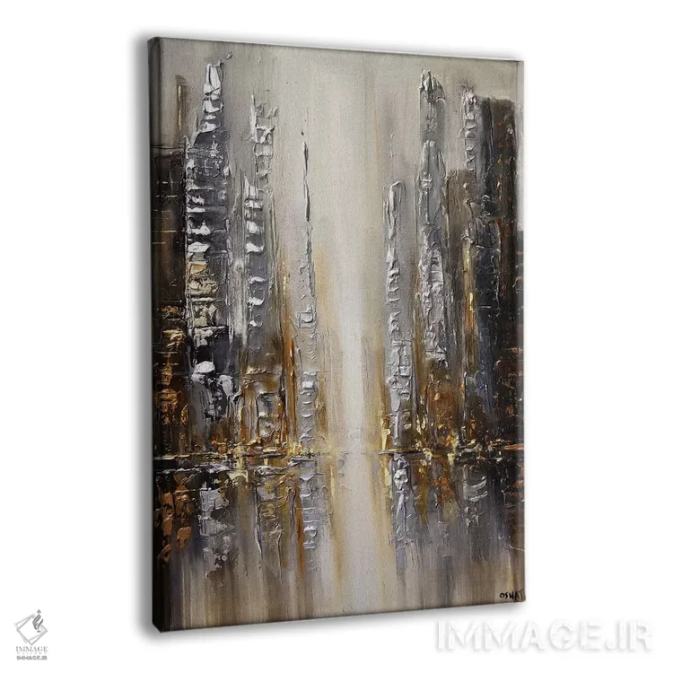 تابلو انتزاعی شهر نقره ای اثر اوسنات تزدک - نمای پرسپکتیو محصول