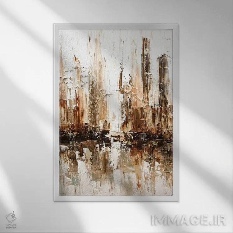 تابلو انتزاعی شهر سفید ۱ اثر اوسنات تزدک - نمای قابدار سفید