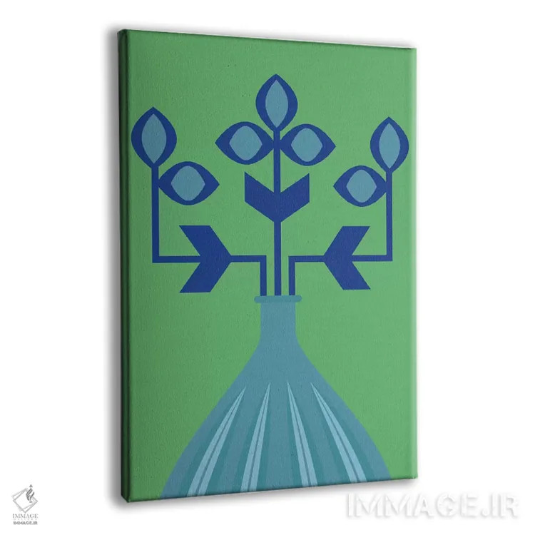 تابلو انتزاعی گل آبی اثر فلت اول - نمای پرسپکتیو محصول