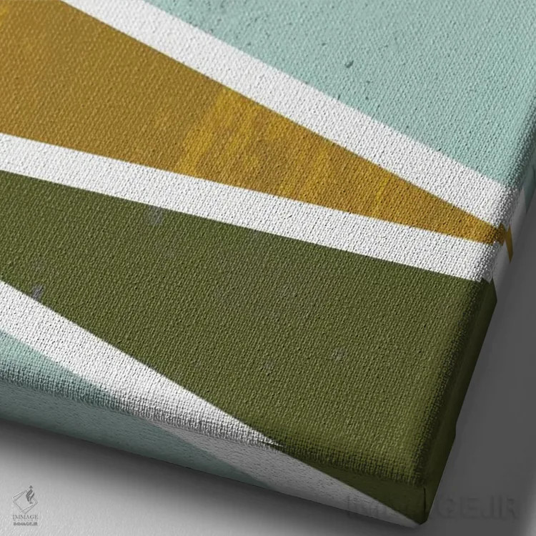 تابلو انتزاعی مثلث های ۹۰ درجه ۱ اثر فلت اول - نمای نزدیک بافت بوم