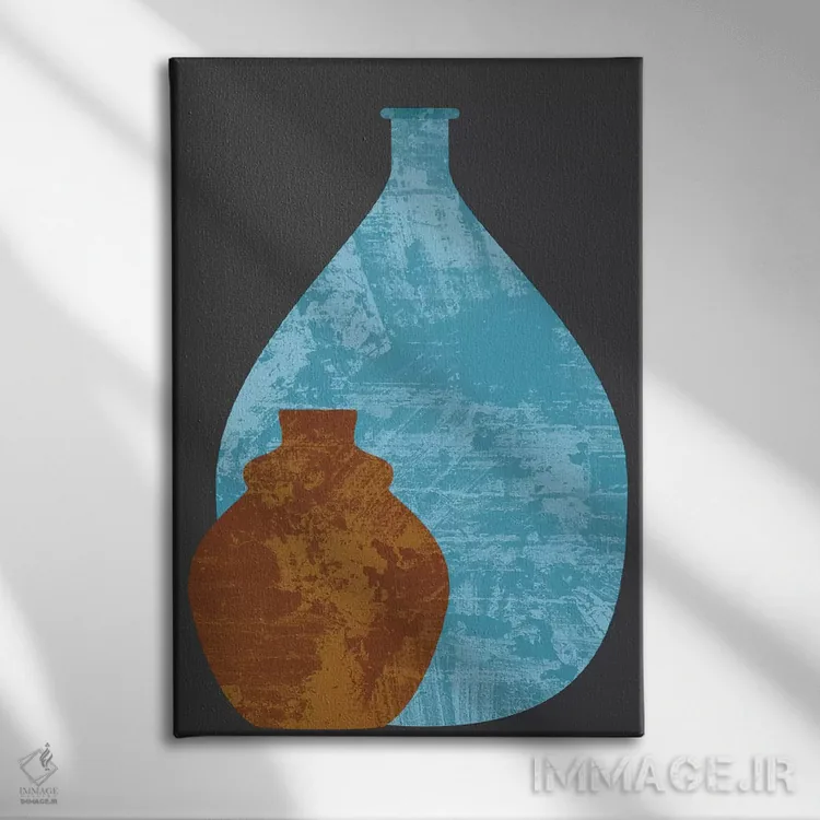 تابلو مینیمال گلدان ها اثر فلت اول - نمای روبهرو روی دیوار