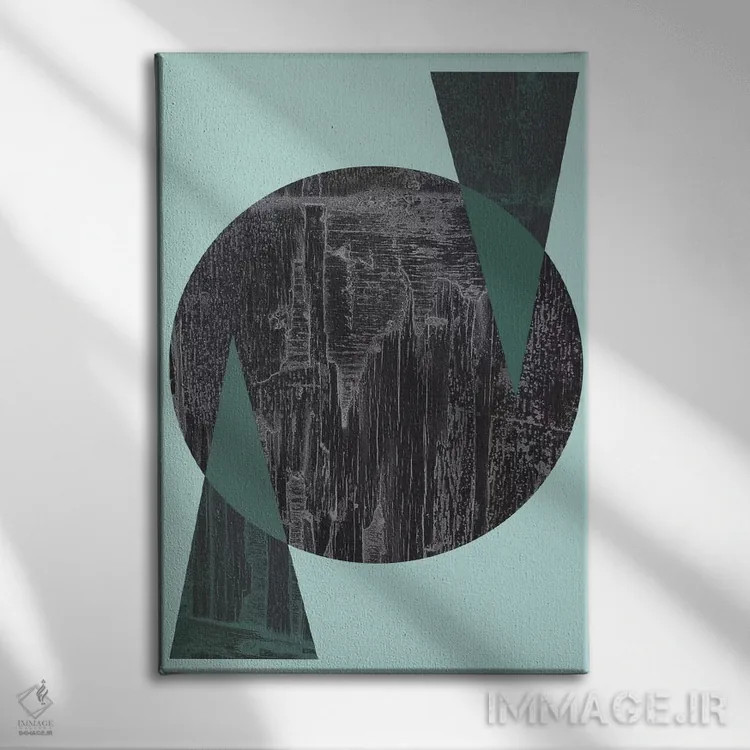 تابلو مینیمال دایره سیاه اثر فلت اول - نمای روبهرو روی دیوار