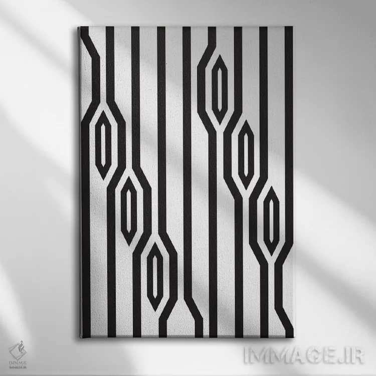 تابلو انتزاعی خطوط عمودی اثر فلت اول - نمای روبهرو روی دیوار