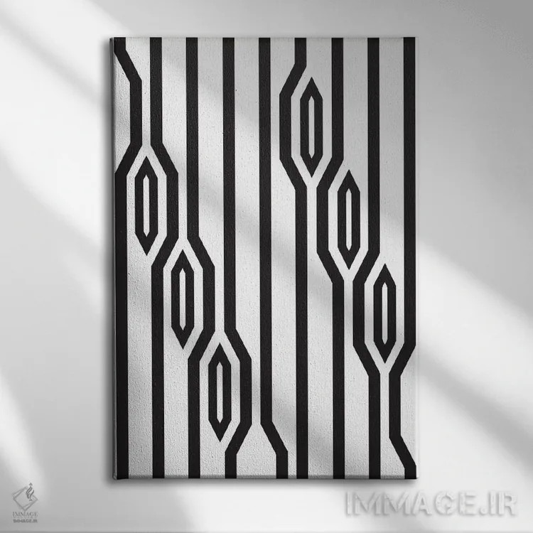 تابلو انتزاعی خطوط عمودی اثر فلت اول - نمای روبهرو روی دیوار